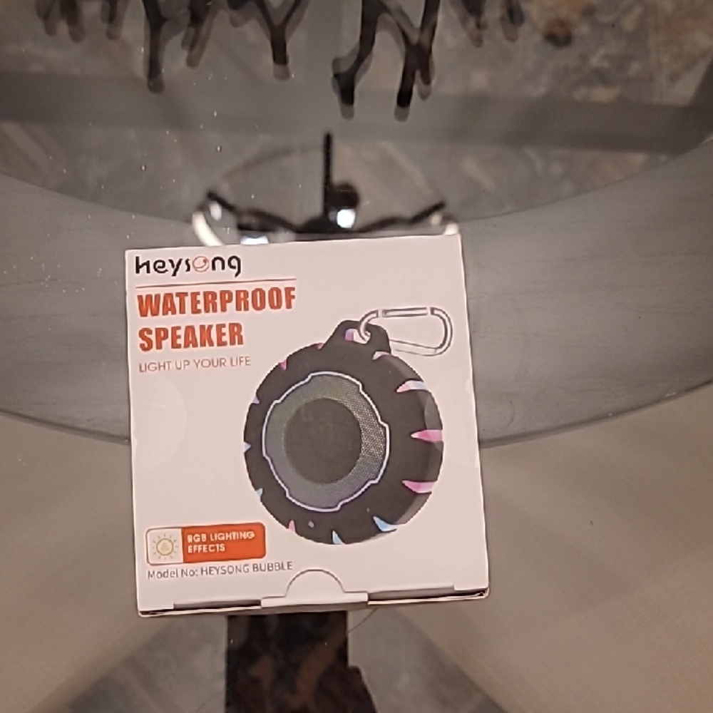 Black Portable Waterproof Speaker with RGB Effects